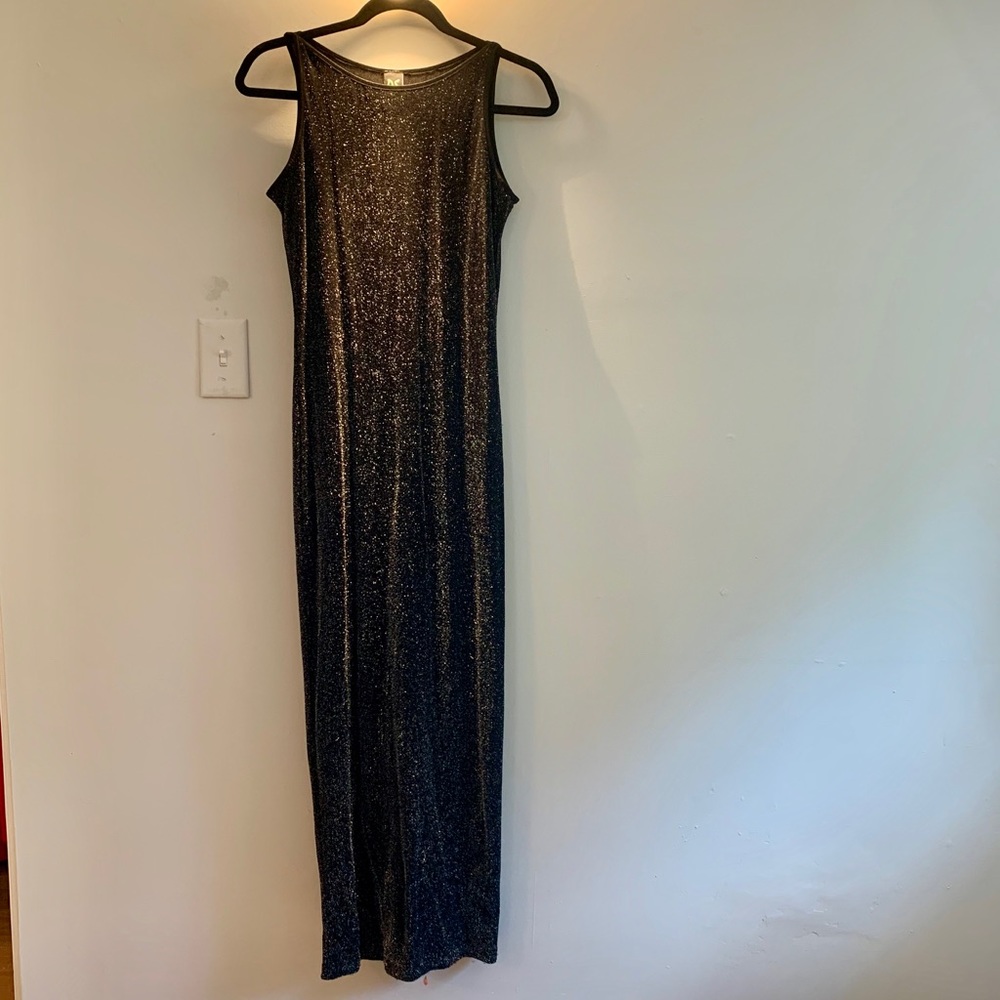 Black, poly spandex shimmer maxi dress